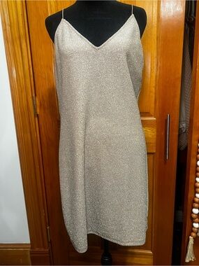 Divided Silver Glitter Slip Mini Dress